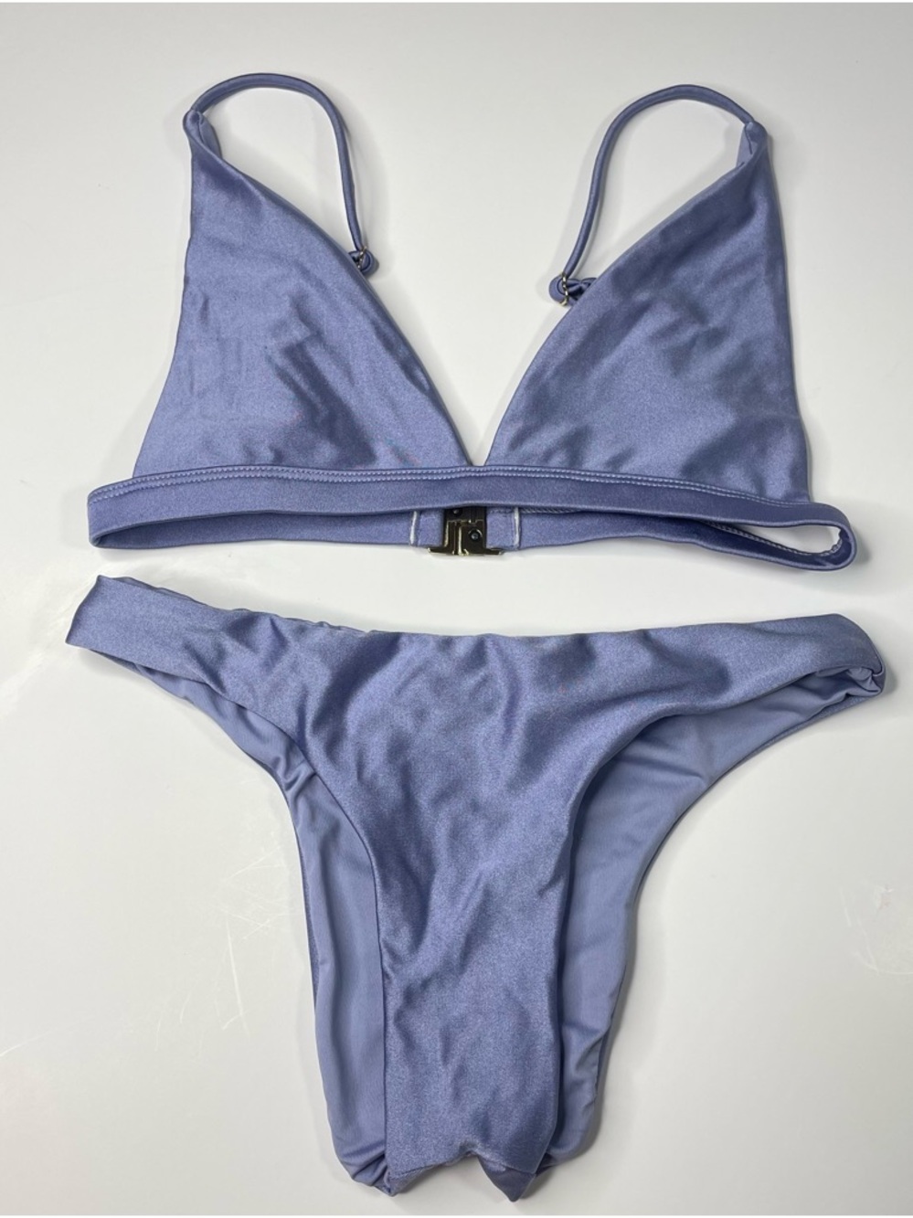 Metallic Tulum Bikini Set Silver Hardware Scrunch Detail 9.0 Swim - Picture 3 of 8